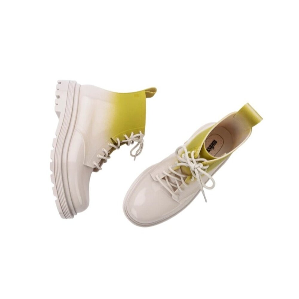 Melissa Womens Yellow Ombre Coturno Combat Boots Lace-Up Rubber Sole Size 6 - Picture 2 of 9
